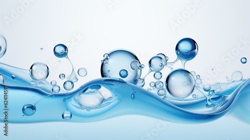 Beautiful transparent cosmetic blue gas bubbles water AI generated image