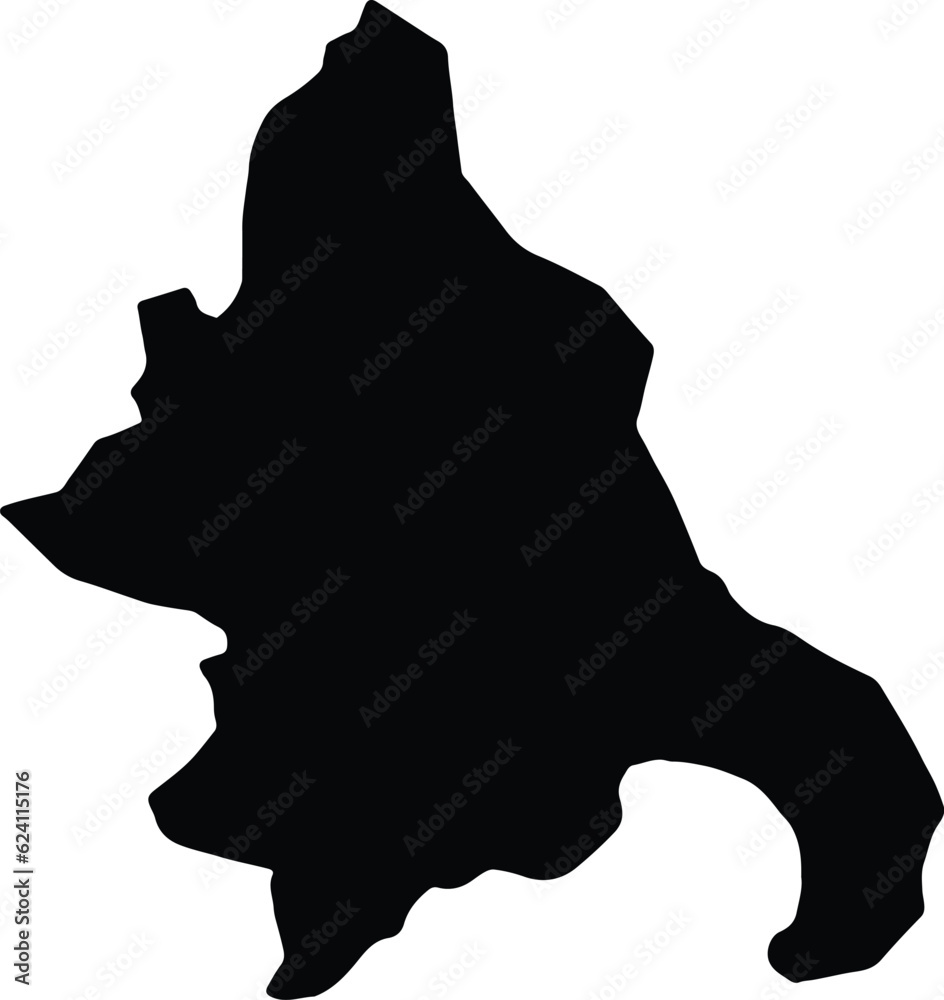 Silhouette map of Azua Dominican Republic with transparent background.