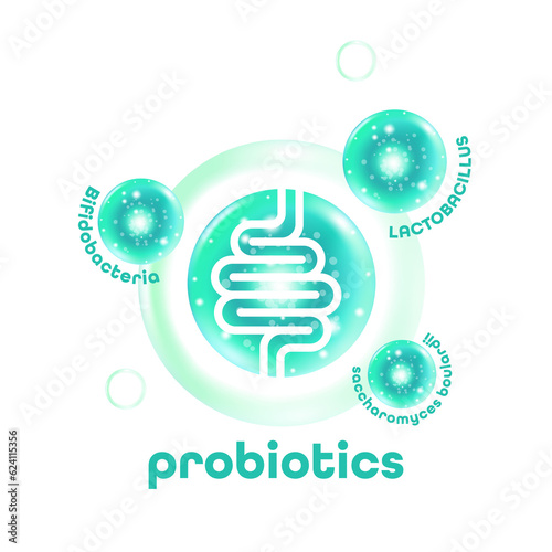 Probiotic Foods Good Bacteria illustration. 