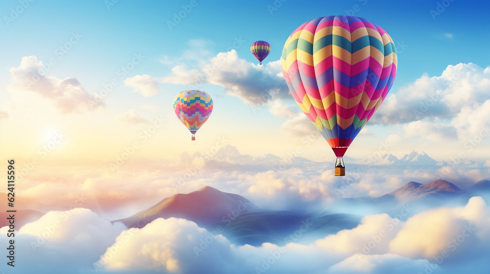 Naklejka premium hot air balloons in sky