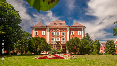 Czech castle Detenice in summer sunny day.