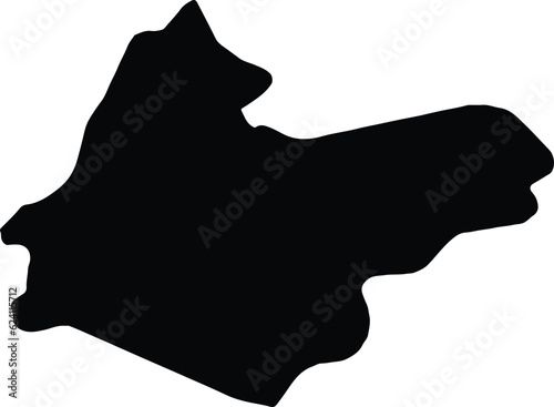 Silhouette map of Aïn Témouchent Algeria with transparent background.