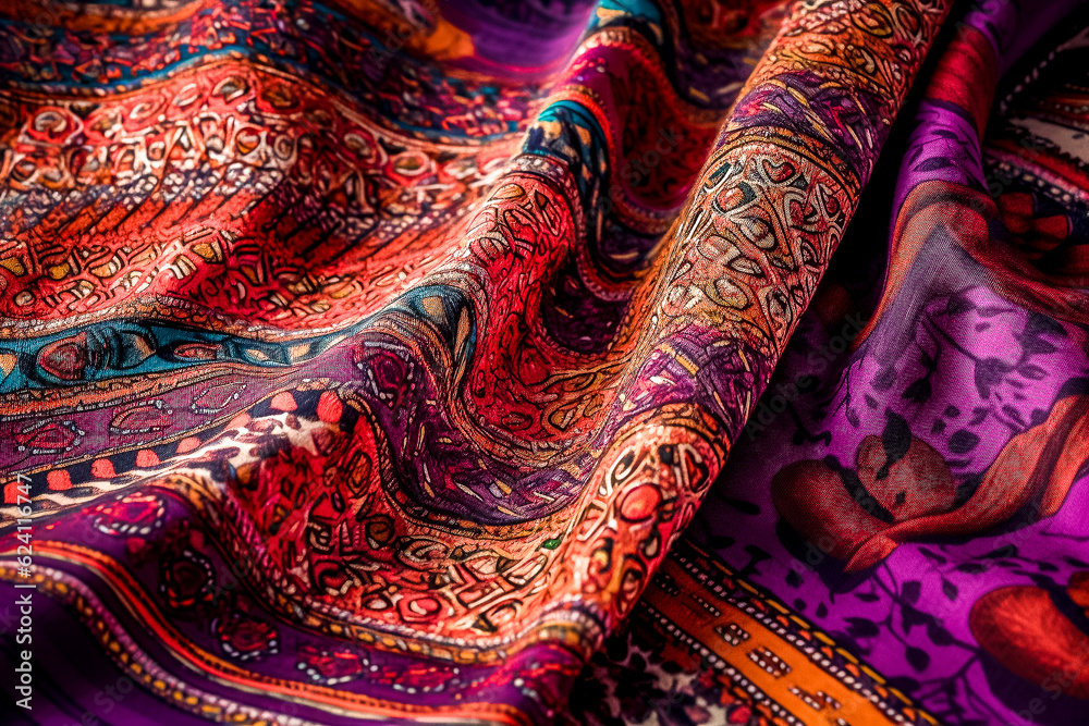 Tissu indien - Tissu ethnique dans les tons de rouge - Générative iA Tissu indien - Tissu ethnique dans les tons de rouge - Générative iA