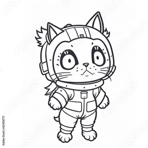 cat in an astronaut suit, standing on two feet, 