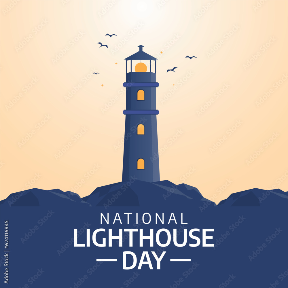 national lighthouse day design template for celebration. lighthouse design template. lighthouse vector illustration. national lighthouse day.