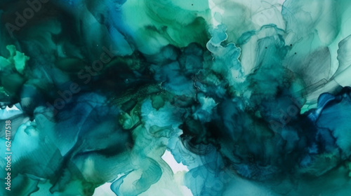 Abstract Watercolor Teal and Green Background.