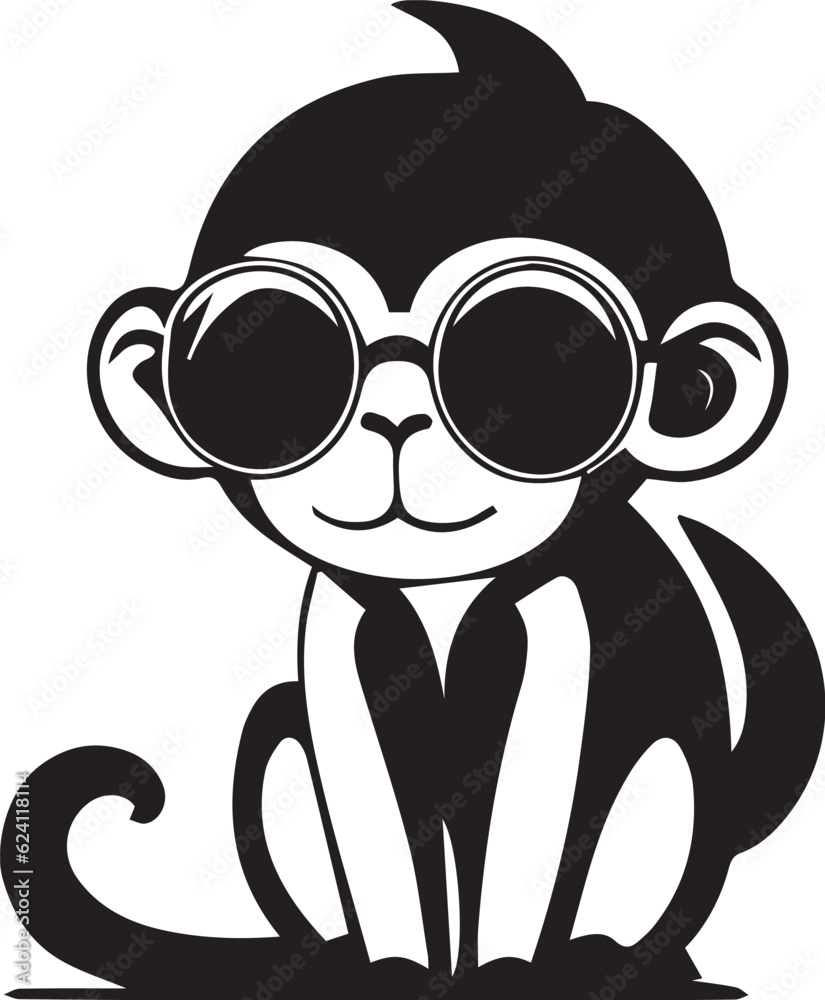 Fototapeta premium monkey wearing glasses kids coloring book