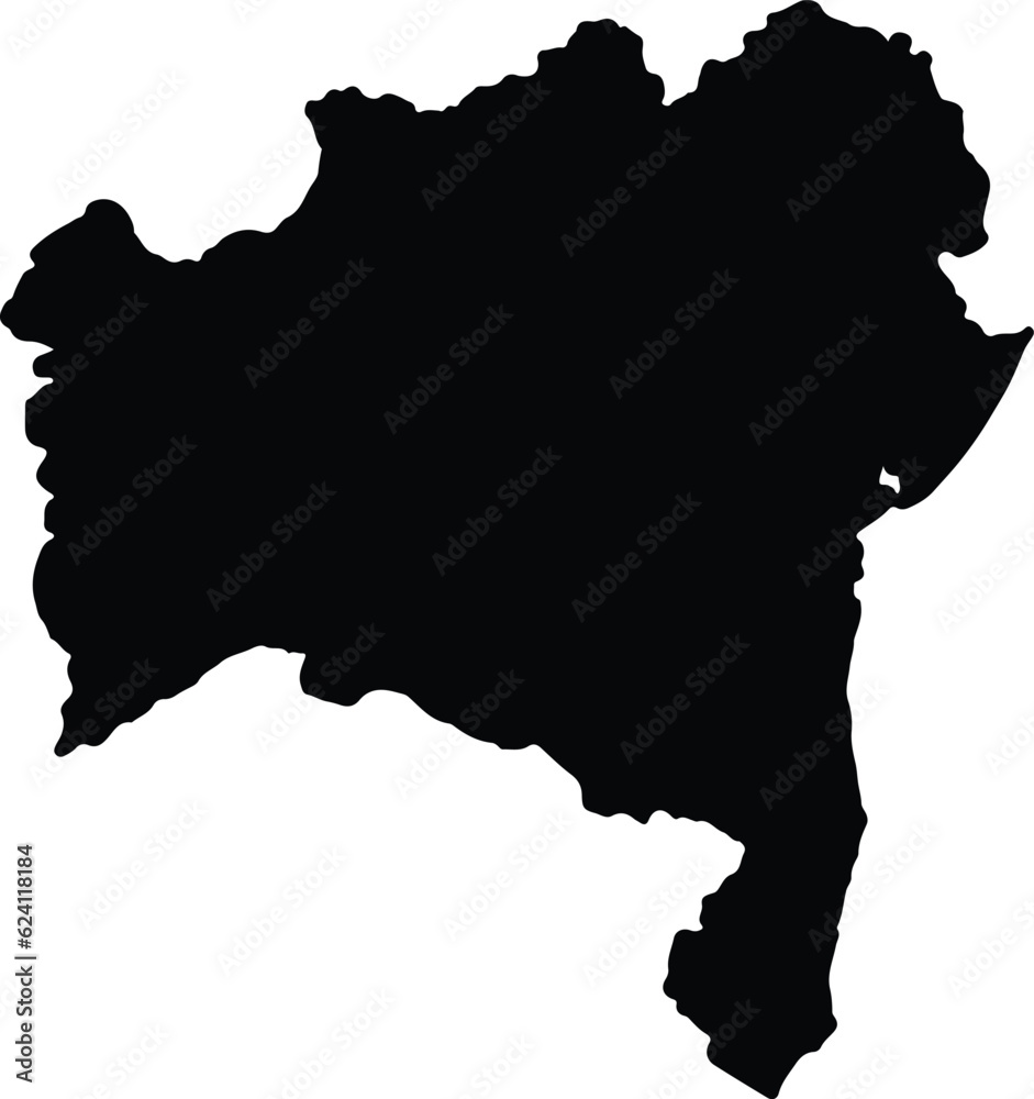 Silhouette map of Bahia Brazil with transparent background.