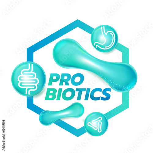 Probiotic Foods Good Bacteria Vector illustration. 