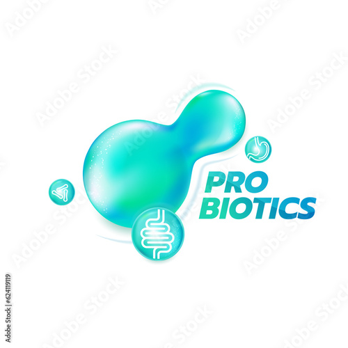 Probiotic Foods Good Bacteria Vector illustration. 