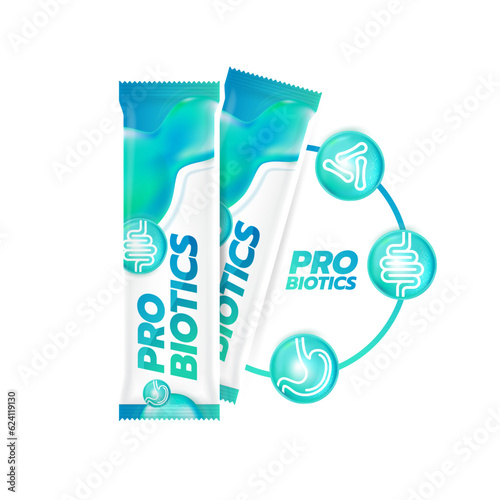 Probiotic Foods Good Bacteria Vector illustration. 