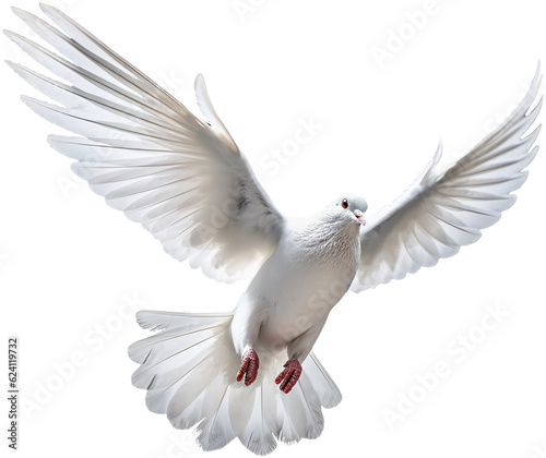 White dove isolated on transparent background, pigeon, regenerative AI 
