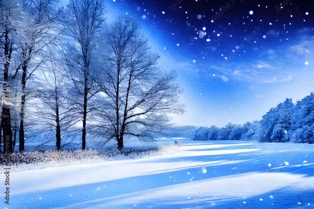 beautiful winter landscape.  Generative AI
