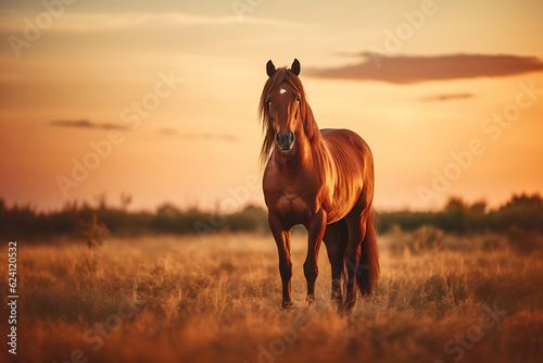 horse in field at the sunset © Creative Pixels