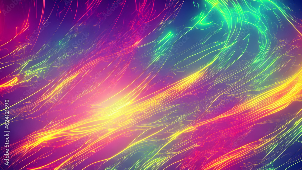 Attractive and futuristic rainbow neon light, data transfer concept background