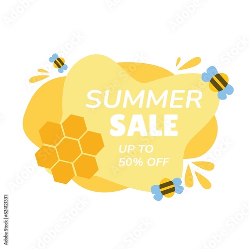 Summer sale and discount sticker.Hot season clearance price tag.Invitation for online shopping with 50 percent price off,template for design banner.