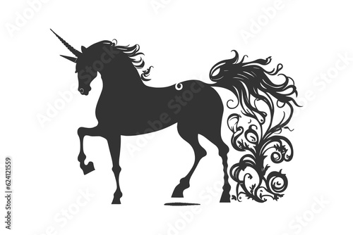 Magic unicorn silhouette Stylish icons vintage background. Vector illustration design.