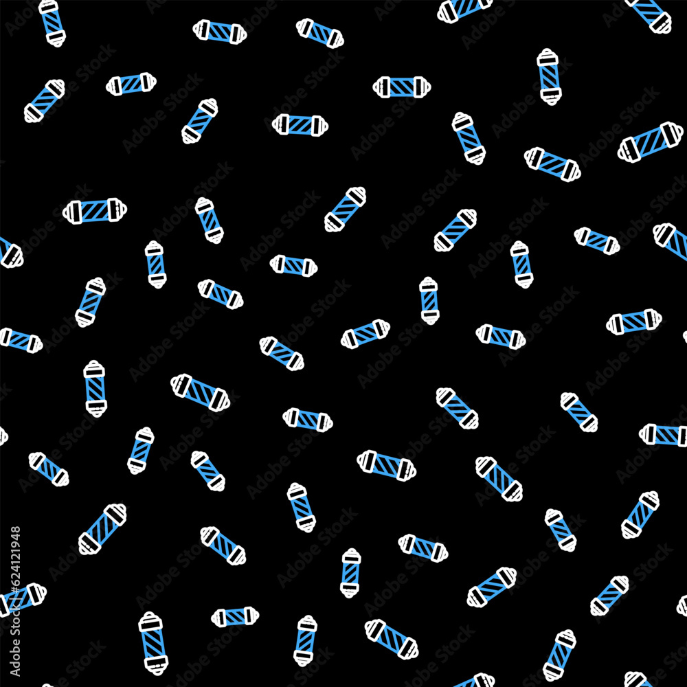 Line Classic Barber shop pole icon isolated seamless pattern on black background. Barbershop pole symbol. Vector Line Classic Barber shop pole icon isolated seamless pattern on black background. Barbershop pole symbol. Vector