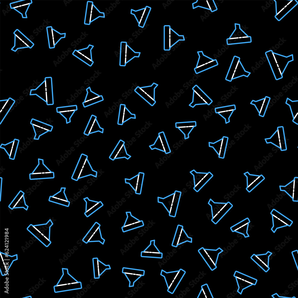 Line Sales funnel with arrows for marketing and startup business icon isolated seamless pattern on black background. Infographic template. Vector Line Sales funnel with arrows for marketing and startup business icon isolated seamless pattern on black background. Infographic template. Vector
