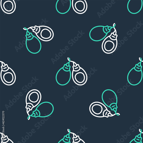 Line Musical instrument castanets icon isolated seamless pattern on black background. Vector