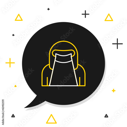Line Muslim woman in niqab icon isolated on white background. Colorful outline concept. Vector