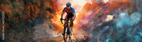 Artful Bike panorama picture of bike race with space for your logo or text photo