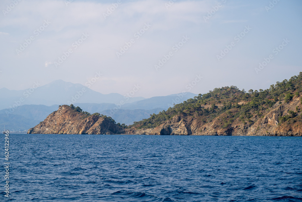 Cape on the Fethiye peninsula and the Mediterranean sea.