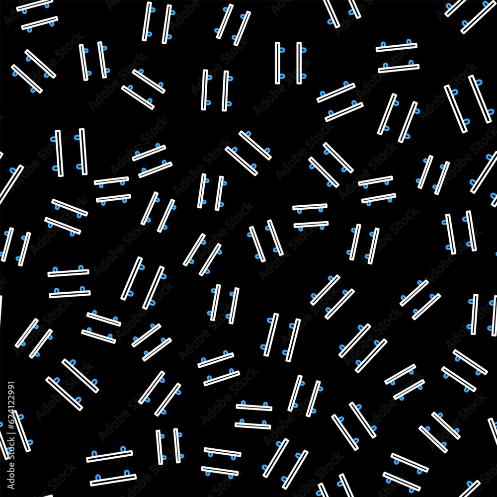 Line Empty wooden shelves icon isolated seamless pattern on black background. Vector Line Empty wooden shelves icon isolated seamless pattern on black background. Vector
