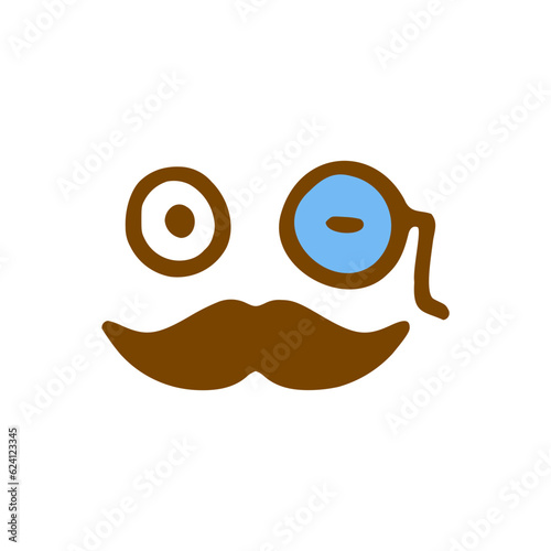 Smiley face with mustache doodle icon