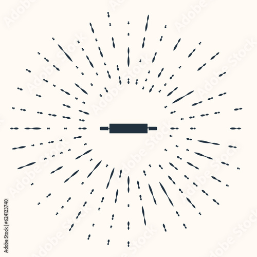 Grey Rolling pin icon isolated on beige background. Abstract circle random dots. Vector