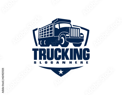 Trucking company ready made logo. Ready made logo template set vector isolated