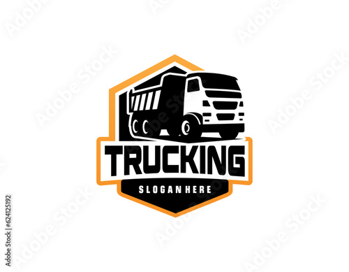 Trucking company ready made logo. Ready made logo template set vector isolated
