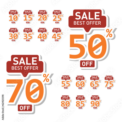 Free vector gradient discount numbers set