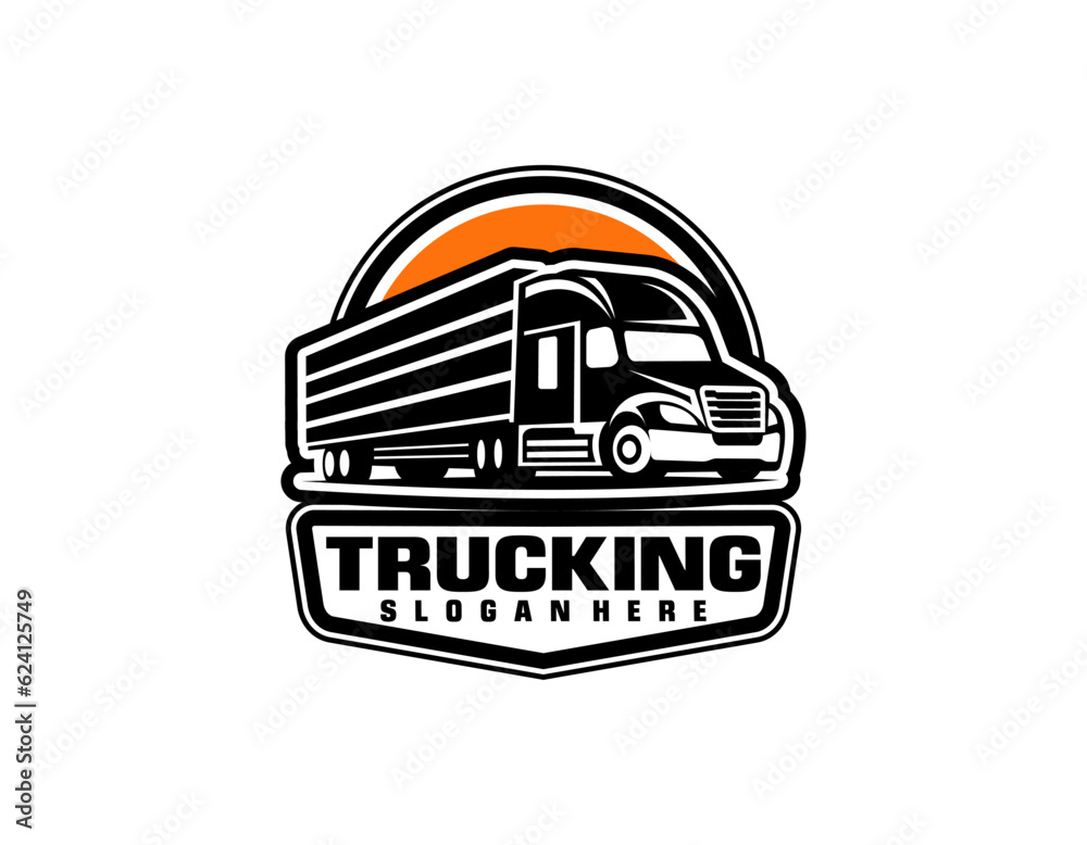 Circle trucking company logo. Bold badge emblem logo concept. Ready made logo template set vector isolated Circle trucking company logo. Bold badge emblem logo concept. Ready made logo template set vector isolated