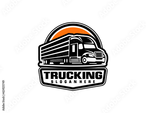 Circle trucking company logo. Bold badge emblem logo concept. Ready made logo template set vector isolated