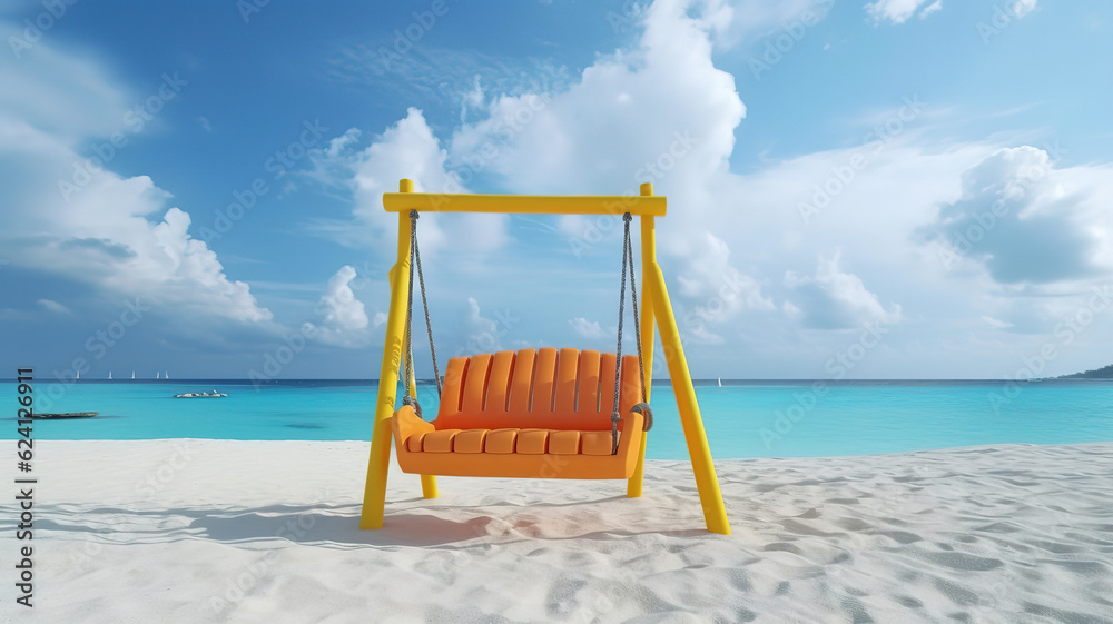 Swing on a tropical beach. Generative Ai Swing on a tropical beach. Generative Ai