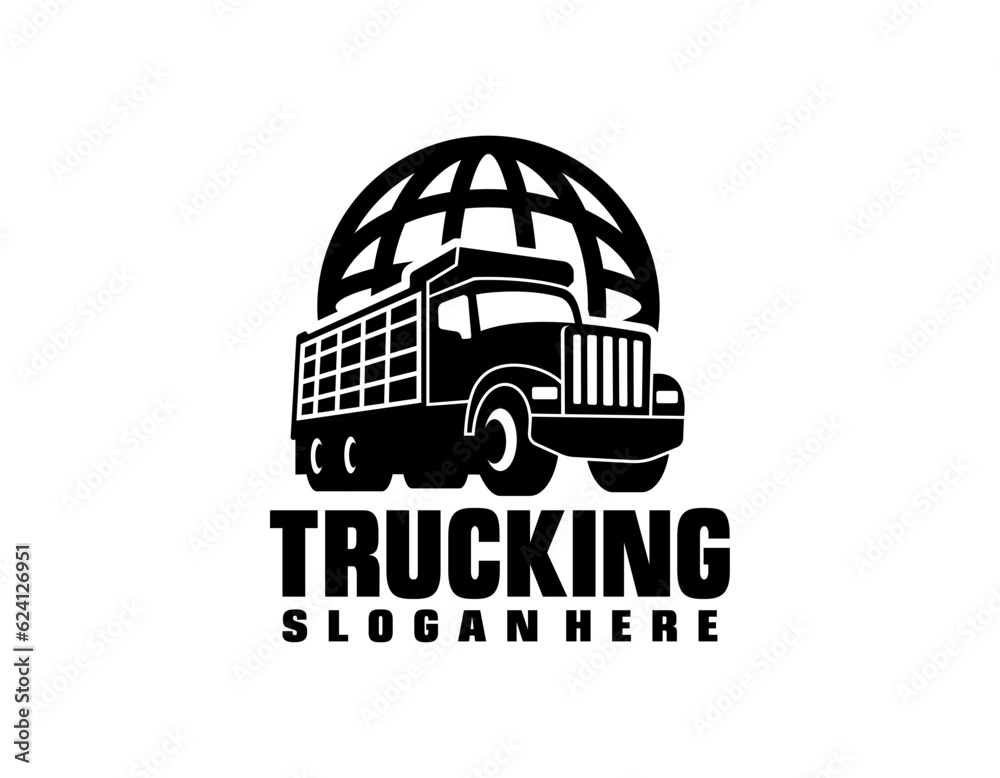 Dump trucking company logo design. Tipper truck logo vector isolated. Ready made logo template set vector isolated Dump trucking company logo design. Tipper truck logo vector isolated. Ready made logo template set vector isolated