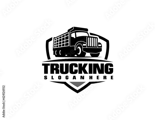 Dump truck company logo template. Ready made logo template set vector isolated