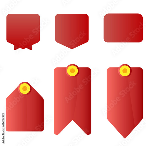 Price ribbon tag retail and web sales vector icons, set of different shapes of Red ribbon tags stock vector image