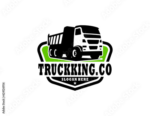 Dump truck company logo template. Ready made logo template set vector isolated