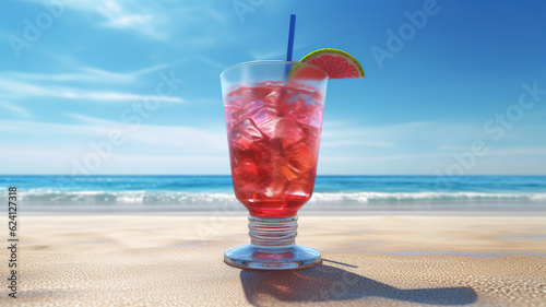 Eleganter und frischer Cocktail in einer Strandbar. Generative Ai