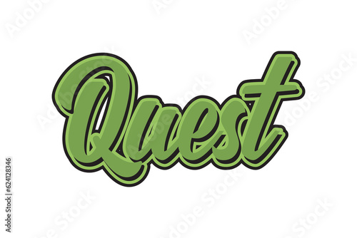 Hand drawn lettering of the word quest on white background. Vector illustration.