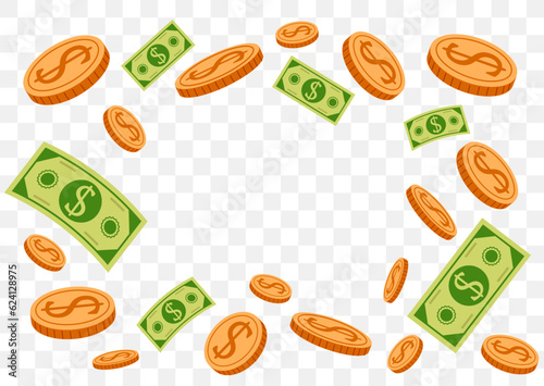 Money financial dollar cash falling flying abstract concept. Vector graphic design illustration