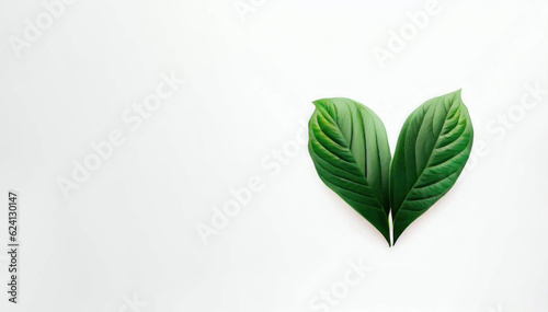 Nature s Symphony  Green Leaf Heart Illustration on White Background  Generative AI