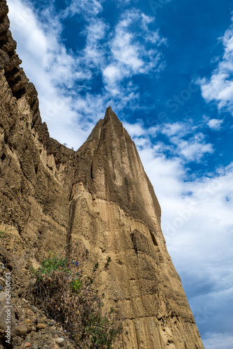 Sandstone Peak in the Mountains of Valle de Las Animas (Spirits' Valley) Against Blue Sky