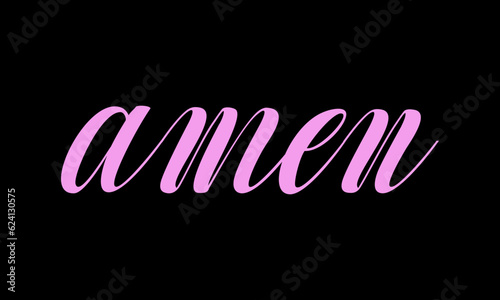 Calligraphy of the word amen. Christian faith design. Vector graphic