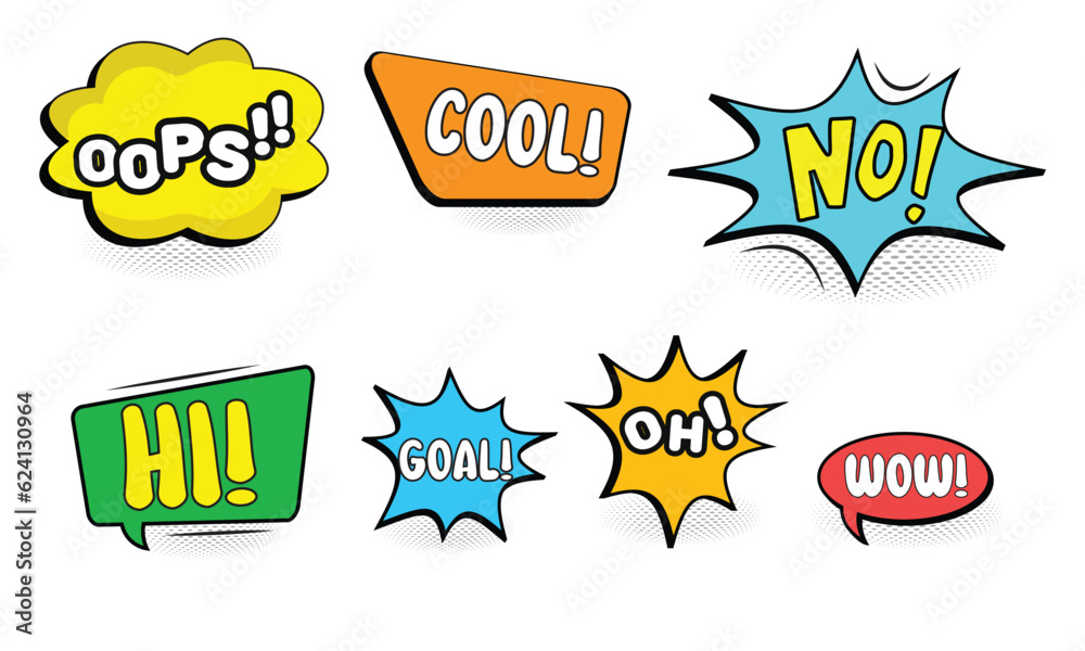 Set of speech bubbles. Set comics bubble. Bubble speech phrase. Sale tag design. Cartoon exclusive font label tag expression. Comic text sound effects. Cartoon balloon word design. Set of speech bubbles. Set comics bubble. Bubble speech phrase. Sale tag design. Cartoon exclusive font label tag expression. Comic text sound effects. Cartoon balloon word design.