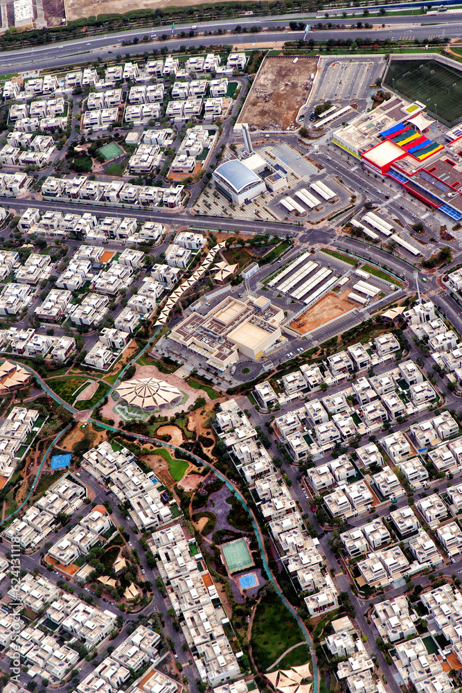 Aerial view of residential buildings, squares and streets of cities Abu Dhabi. United Arab Emirates Aerial view of residential buildings, squares and streets of cities Abu Dhabi. United Arab Emirates