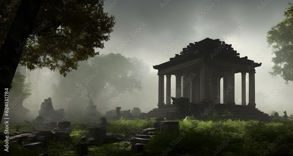 ruins of a buddhist temple, temple in ruines, forest, cinematic epic + rule of thirds octane render, Generative AI, Generative, AI ruins of a buddhist temple, temple in ruines, forest, cinematic epic + rule of thirds octane render, Generative AI, Generative, AI