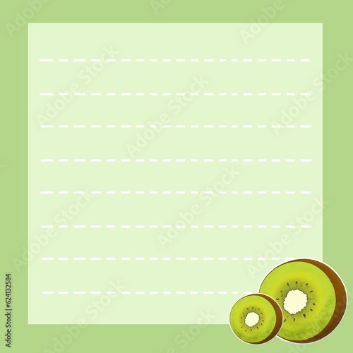 Background kiwi fruit, Post it paper